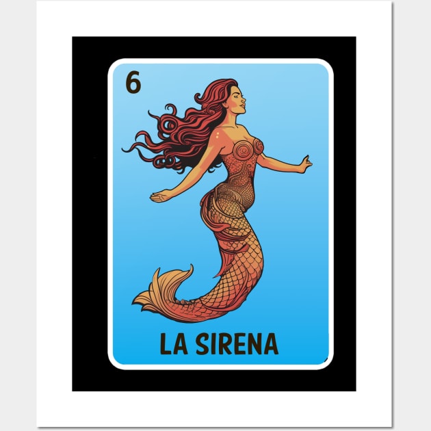 Mexican Lottery La Sirena  "The Mermaid" Game of Mexico Loteria Design Wall Art by VogueTime